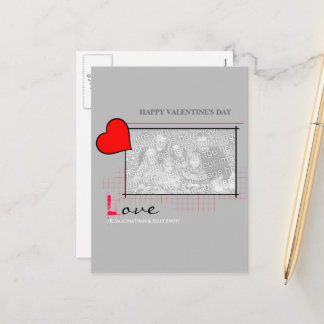 Red Heart Love Photo Holiday Postcard