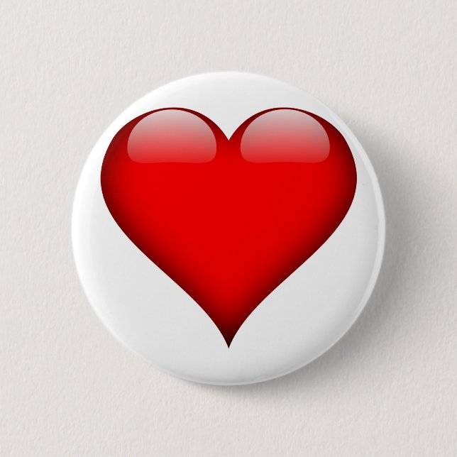 Red Heart Love Pinback Button (Front)