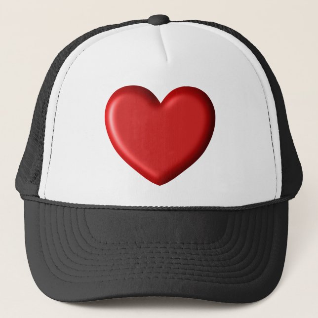 Red Heart Love  Romantic Puffy Heart 3D Trucker Hat (Front)