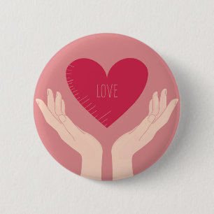 Red Heart love romantic Valentine's Day Pinback Button