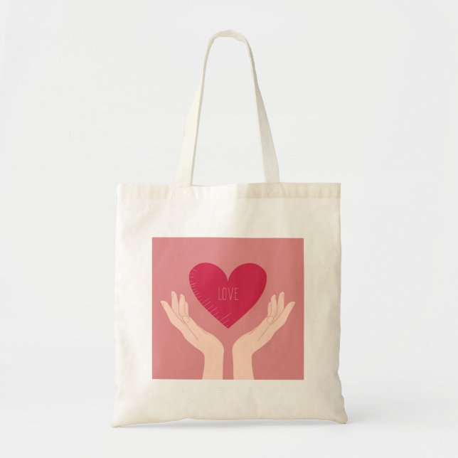 Red Heart love romantic Valentine's Day Tote Bag (Front)