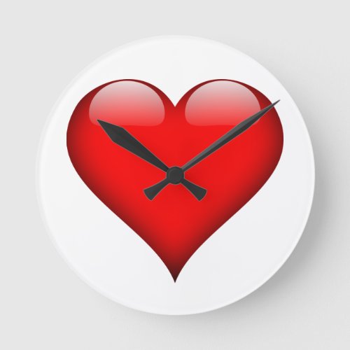 Red Heart Love Round Clock