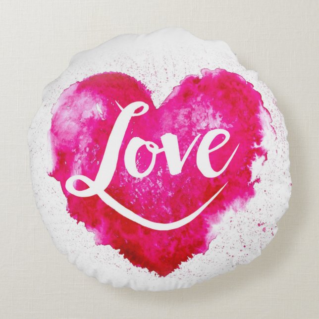 Red Heart Love Round Pillow (Back)