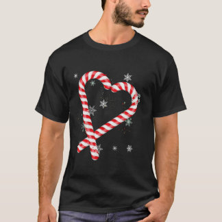 Red heart Love Santa Candy Cane Matching Christmas T-Shirt