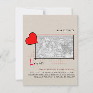 Red Heart Love Save The Date Photo