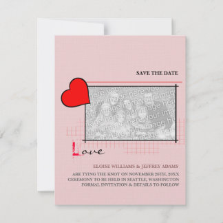 Red Heart Love Save The Date Photo