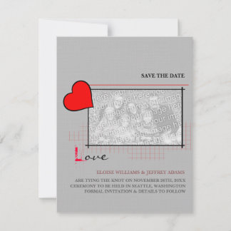 Red Heart Love Save The Date Photo
