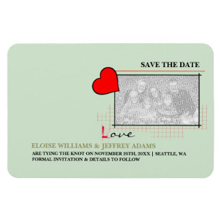 Red Heart Love Save The Date Photo Magnet