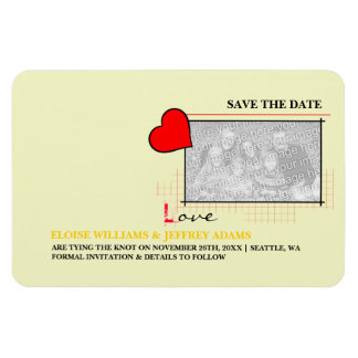 Red Heart Love Save The Date Photo Magnet
