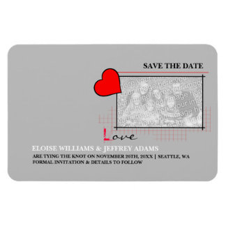 Red Heart Love Save The Date Photo Magnet