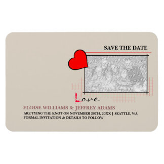 Red Heart Love Save The Date Photo Magnet
