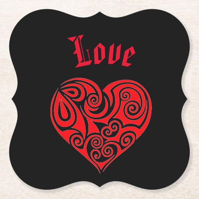 Red Heart Love Set of Sturdy Paper Coasters