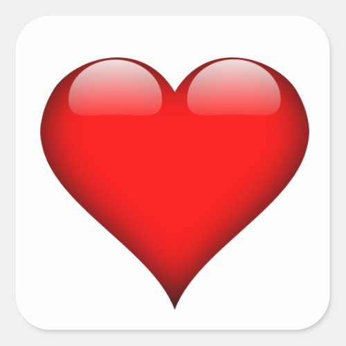 Red Heart Love Square Sticker