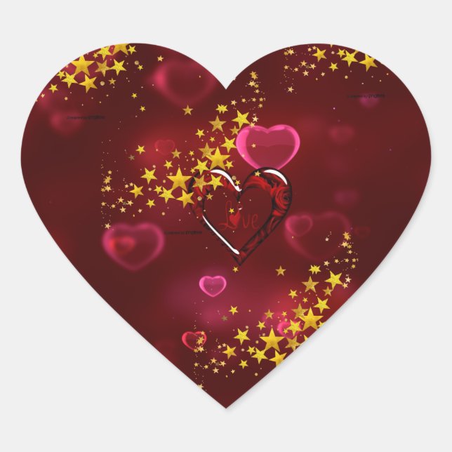 Red heart love  sticker (Front)