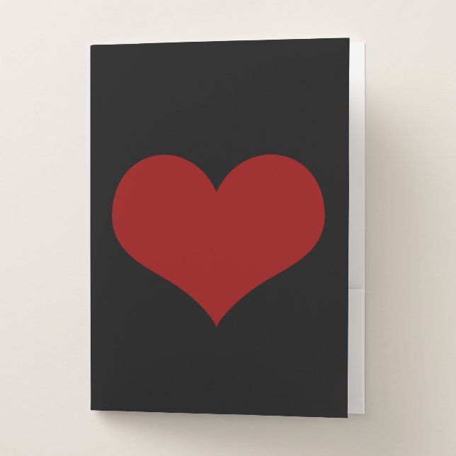 Red Heart Love Valentine Black Pocket Folder (Front)