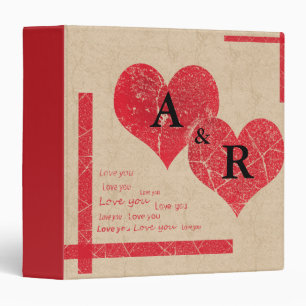 red heart love Valentine's day 3 Ring Binder