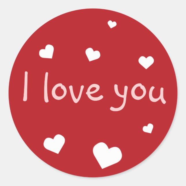 Red heart love Valentine's day custom party favor Classic Round Sticker (Front)