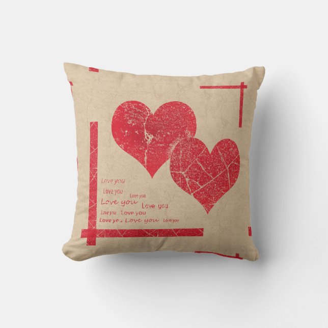 red heart love Valentine's day Throw Pillow (Front)