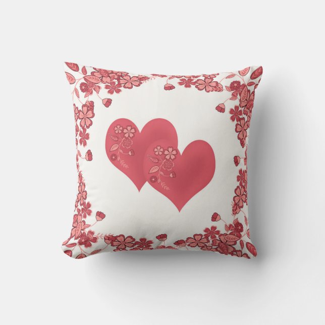 red heart love Valentine's day Throw Pillow (Front)