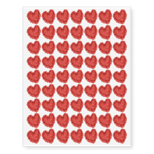 Red Heart Love Valentines Day Wedding Design Temporary Tattoos