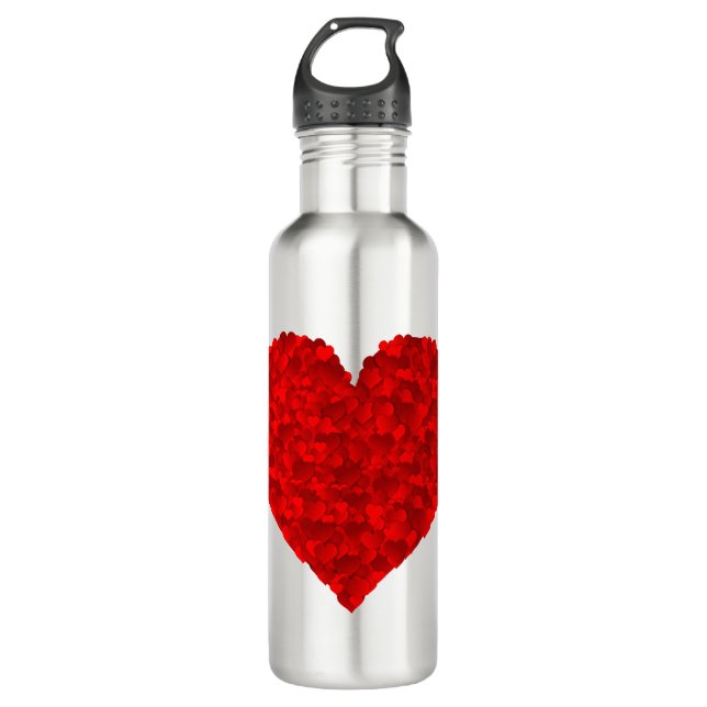 Red Heart Love Valentines for Girlfriend Women Him Stainless Steel Water Bottle (Front)