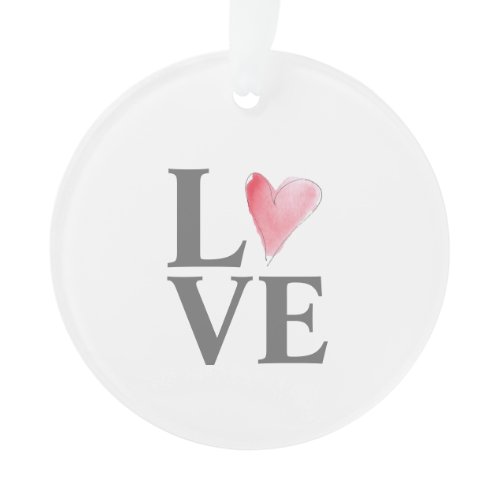 Red Heart Love Watercolor Art Sweet Couple NAMES Ornament