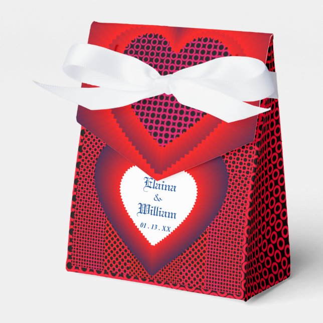 Red Heart Love Wedding  Favor Boxes (Front Side)