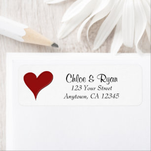 Red Heart Love Wedding Valentine Return Address Label