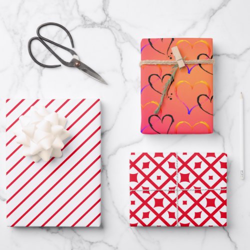 Red Heart Love Wrapping Paper Sheets