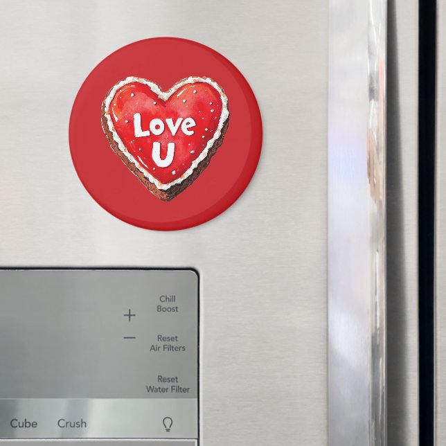 Red Heart Love You Cookie Magnet (In Situ (Fridge))