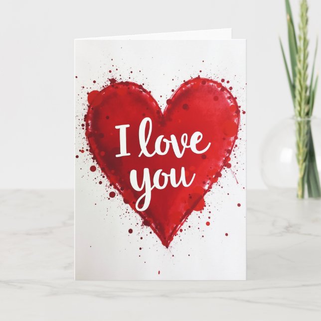 Red Heart Love You Message Card (Front)