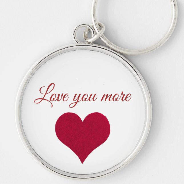 Red heart Love you more Button Keychain (Front)