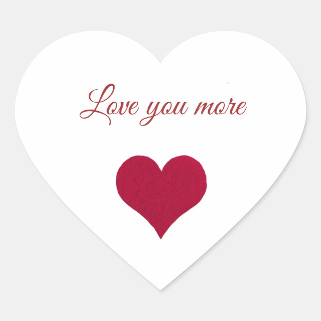 red heart love you more  heart sticker (Front)