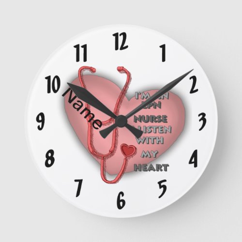 Red Heart LPN Nurse custom name clock