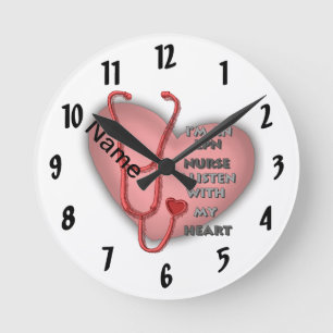 Red Heart LPN Nurse Round Clock