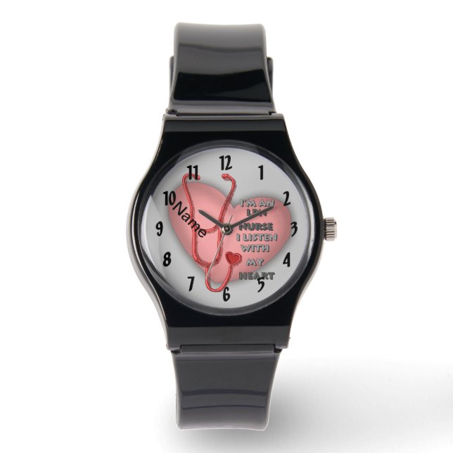 Red Heart LPN Nurse Watch (Front)