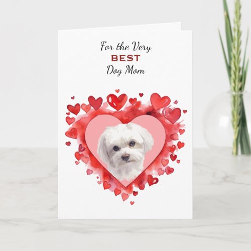 Red Heart Maltese Dog Wag My Tail Mom Holiday Card