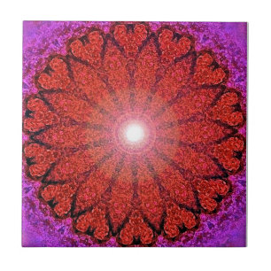 Red Heart Mandala-Orignial Art by SQ Streater Tile