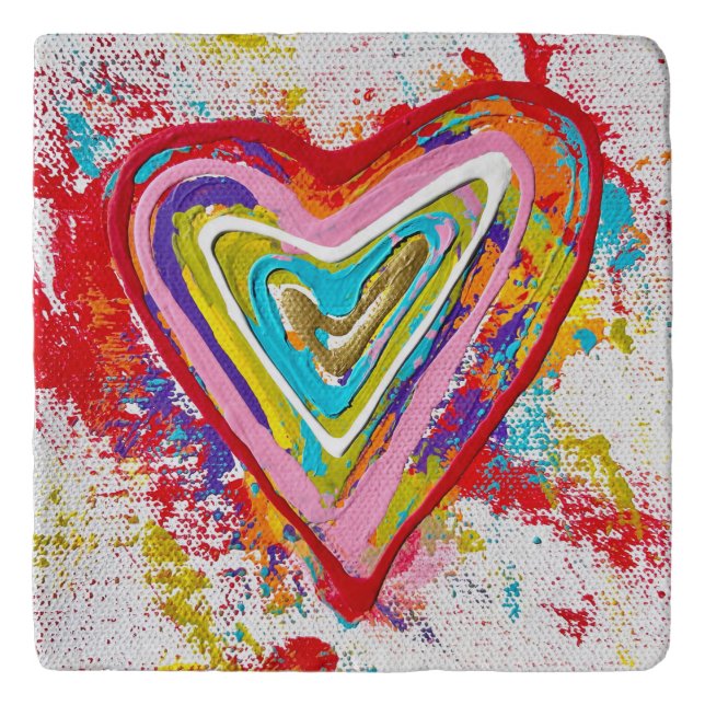 Red Heart Marble Trivet (Front)