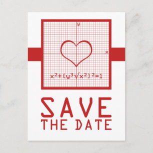 Red Heart Math Graph Save the Date Postcard