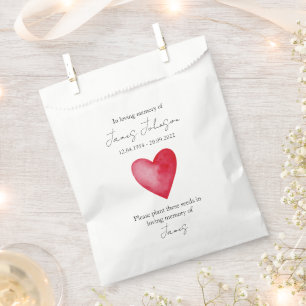 Red Heart Memorial Funeral Seed Favor Bag