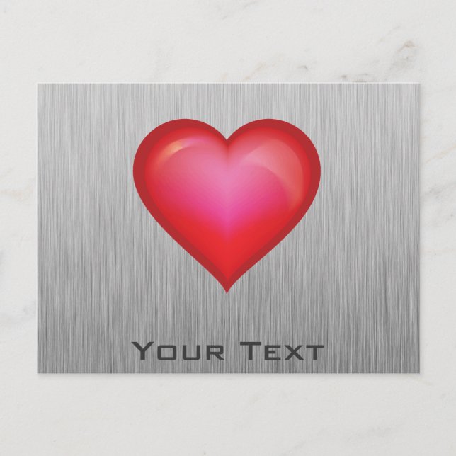 Red Heart; metal-look Postcard (Front)