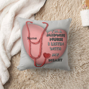 Red Heart Midwife Nurse Throw Pillow