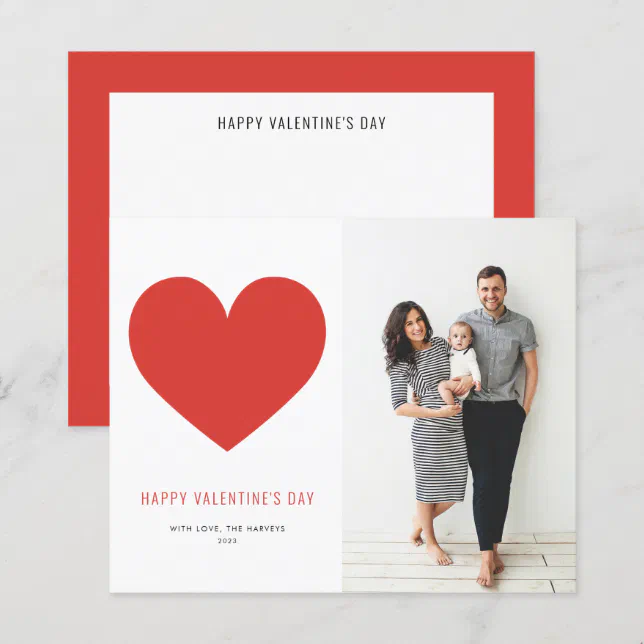 Red Heart Minimalist Happy Valentine's Day Card | Zazzle