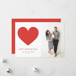 Red Heart Minimalist Happy Valentine's Day Holiday Card