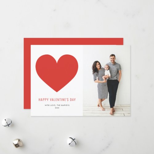 Red Heart Minimalist Happy Valentines Day Holiday Card