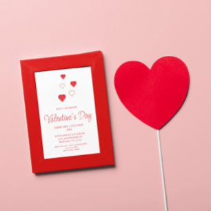 Red Heart Minimalist Valentine's Day Party Invitation