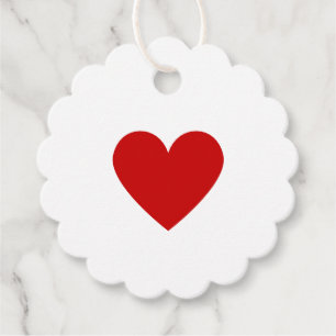 Red Heart Modern Minimalist Simple Cute Scalloped  Favor Tags