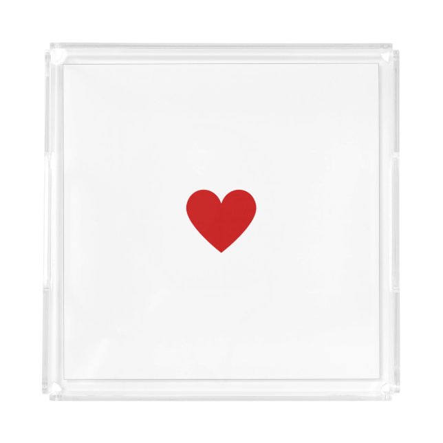 Red Heart Modern Minimalist Simple Love Acrylic Tray (Front)