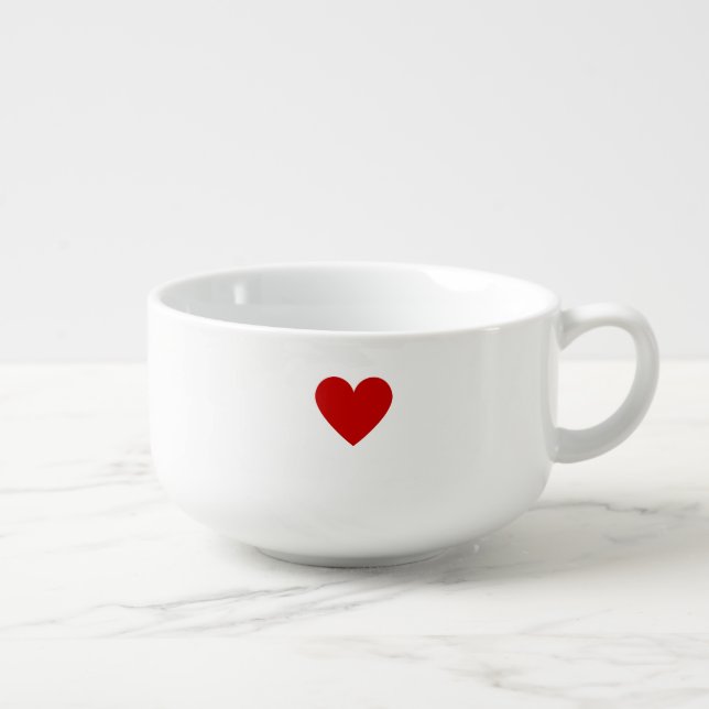 Red Heart Modern Minimalist Simple Valentine Soup Mug (Left)